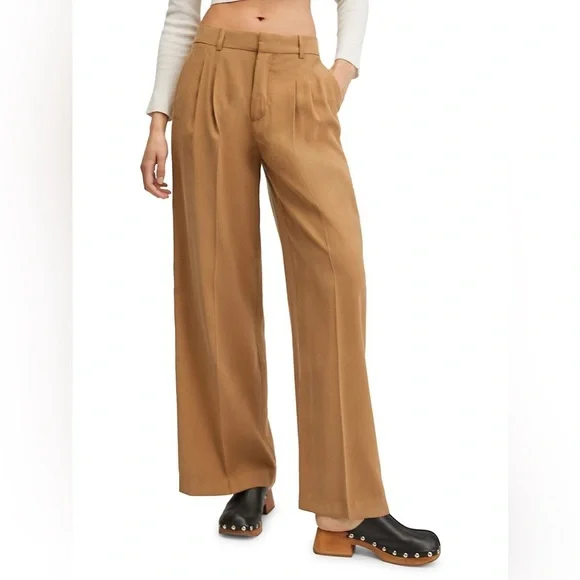 Mango Wide Leg Pleated Trousers - Picture 2 of 11